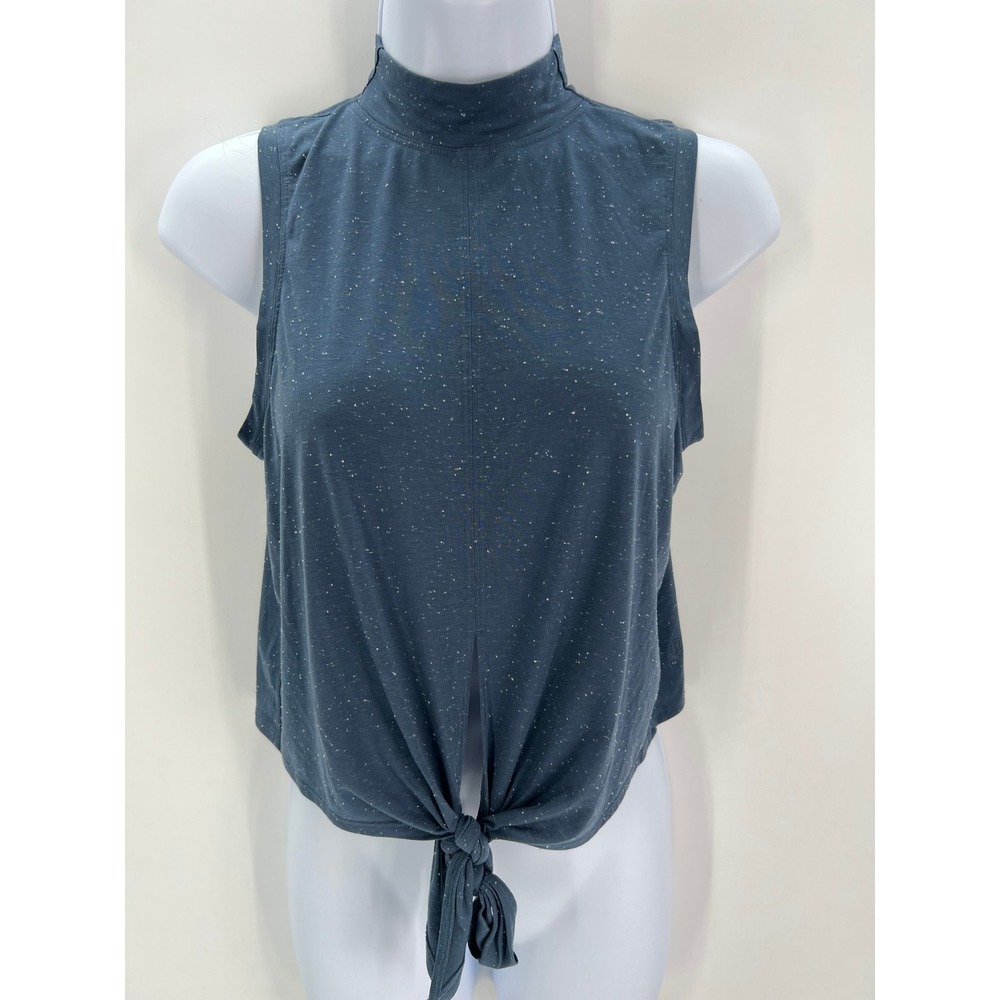 Lululemon Time to Restore Mock Neck Tank Top Women Size 4 Blue Crop Yoga Workout